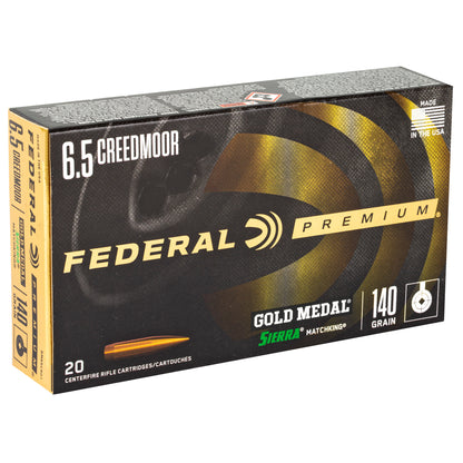 Federal Gold Medal 6.5 Creedmoor 140 Grain Sierra MatchKing Boat Tail Hollow Point Ammunition - Precision Rifle Load for Elite Shooters