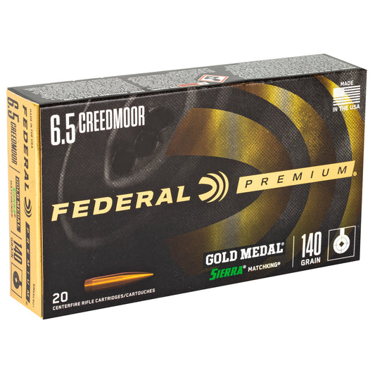 Federal Gold Medal 6.5 Creedmoor 140 Grain Sierra MatchKing Boat Tail Hollow Point Ammunition - Precision Rifle Load for Elite Shooters