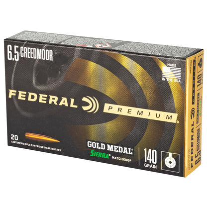 Federal Gold Medal 6.5 Creedmoor 140 Grain Sierra MatchKing Boat Tail Hollow Point Ammunition - Precision Rifle Load for Elite Shooters