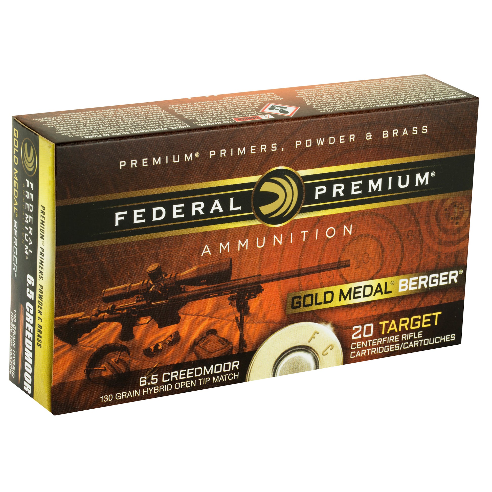 Federal Gold Medal 6.5 Creedmoor 130-Grain Berger Boat Tail Match Ammunition - Precision Rifle Series Approved