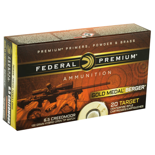 Federal Gold Medal 6.5 Creedmoor 130-Grain Berger Boat Tail Match Ammunition - Precision Rifle Series Approved