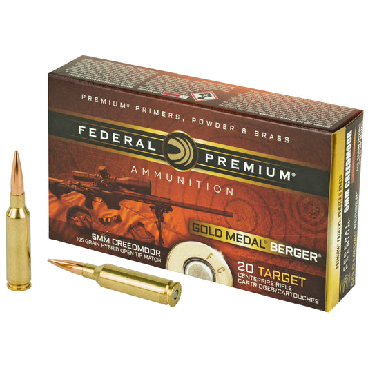 Federal Gold Medal 6mm Creedmoor 105-Grain Boat Tail Hollow Point Rifle Ammunition (20 Rounds)