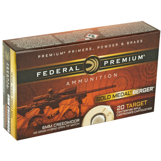 Federal Gold Medal 6mm Creedmoor 105-Grain Boat Tail Hollow Point Rifle Ammunition (20 Rounds)