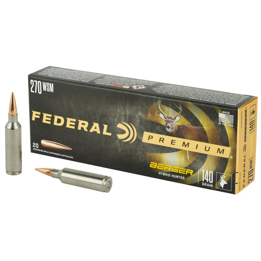 Federal Premium P270WSMBCH1 270 Winchester Short Magnum 140-Grain Hybrid Hunter Ammunition * Flattest Trajectory for Long-Range Hunting and Shooting