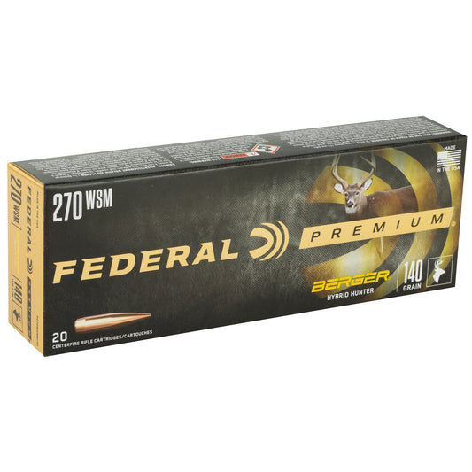 Federal Premium P270WSMBCH1 270 Winchester Short Magnum 140-Grain Hybrid Hunter Ammunition * Flattest Trajectory for Long-Range Hunting and Shooting