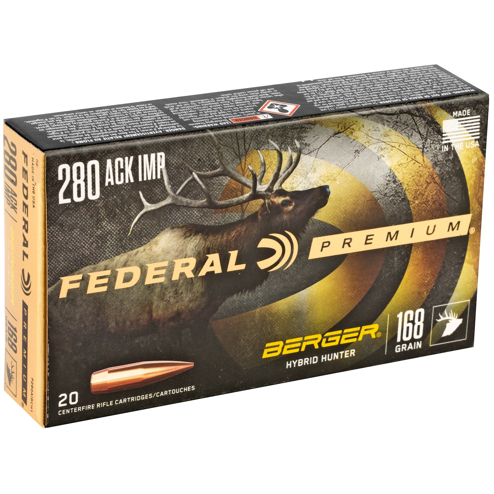 Federal Premium 280 Ackley Improved Hybrid Hunter 168 Grain Rifle Ammunition (20 Rounds)