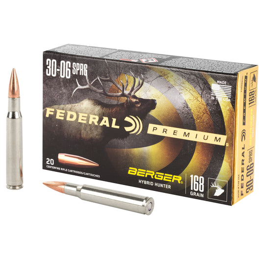 Federal Premium Hybrid Hunter 30-06 Springfield 168 Grain Boat-Tail Rifle Ammunition - Box of 20 Rounds