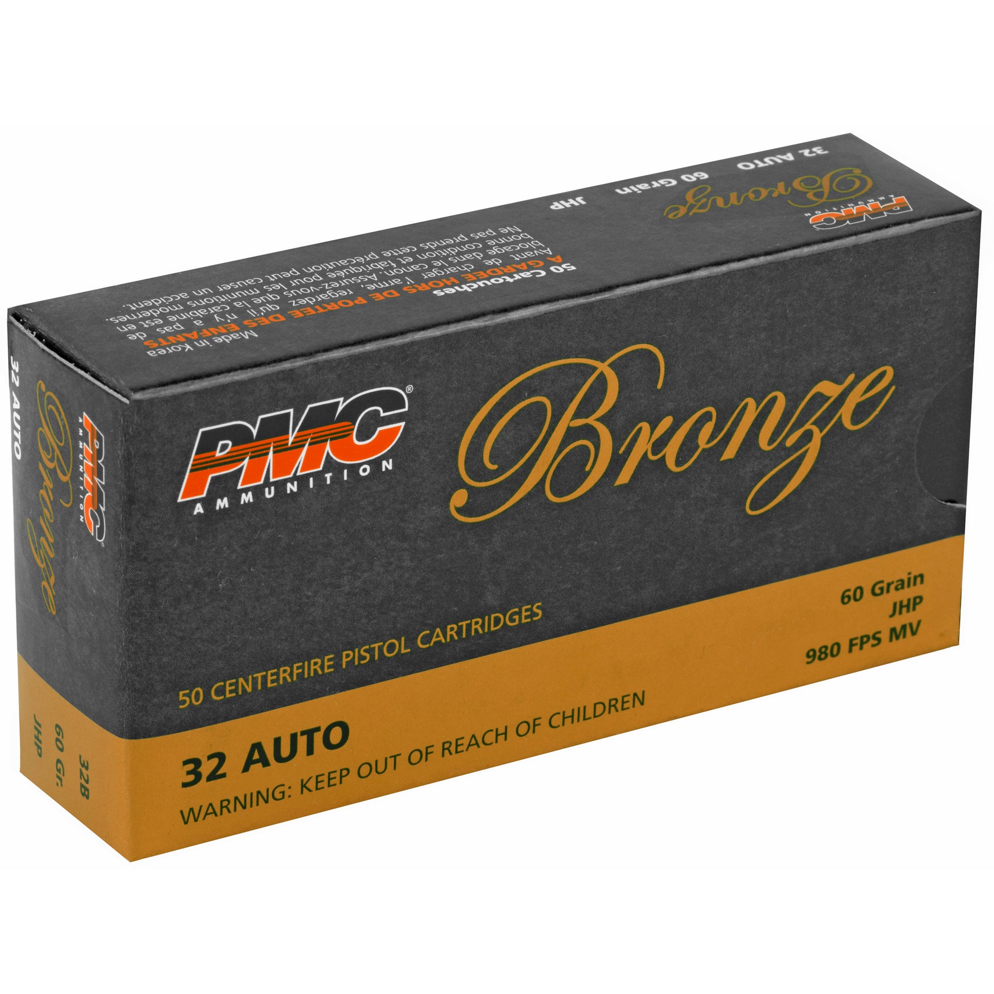 PMC Ammunition Bronze 32 ACP 60-Grain Hollow Point Ammunition - 50 Rounds per Box
