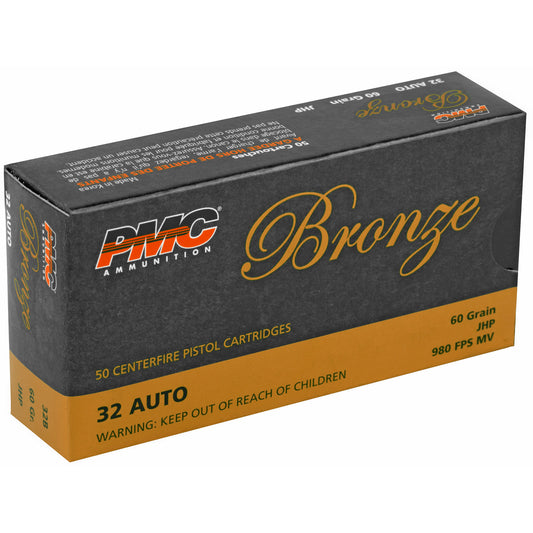 PMC Ammunition Bronze 32 ACP 60-Grain Hollow Point Ammunition - 50 Rounds per Box