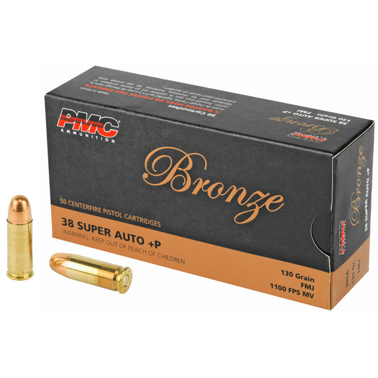PMC Ammunition Bronze 38 Super +P 130 Grain Full Metal Jacket * 50 Rounds per Box, 1000 per Case
