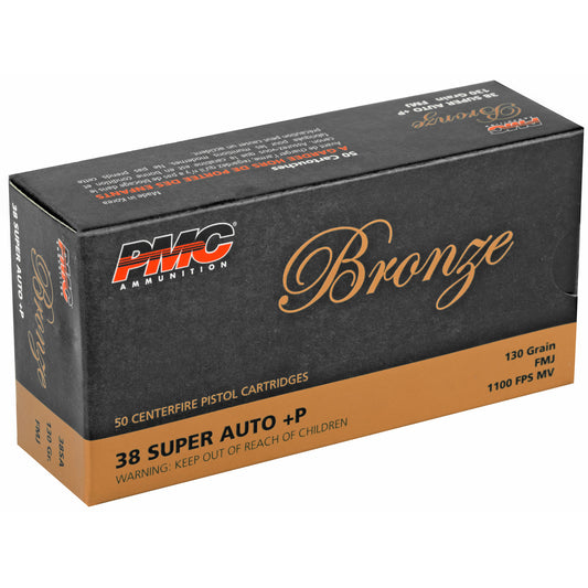 PMC Ammunition Bronze 38 Super +P 130 Grain Full Metal Jacket * 50 Rounds per Box, 1000 per Case