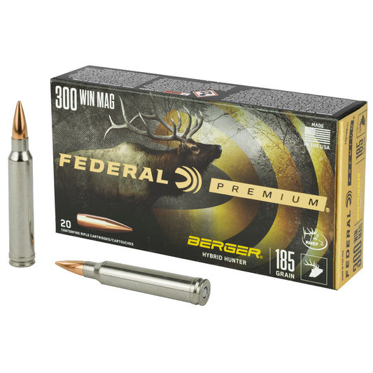 Federal Premium 300 Winchester Magnum Hybrid Hunter 185-Grain Boat-Tail Bullet * 20 Rounds per Box