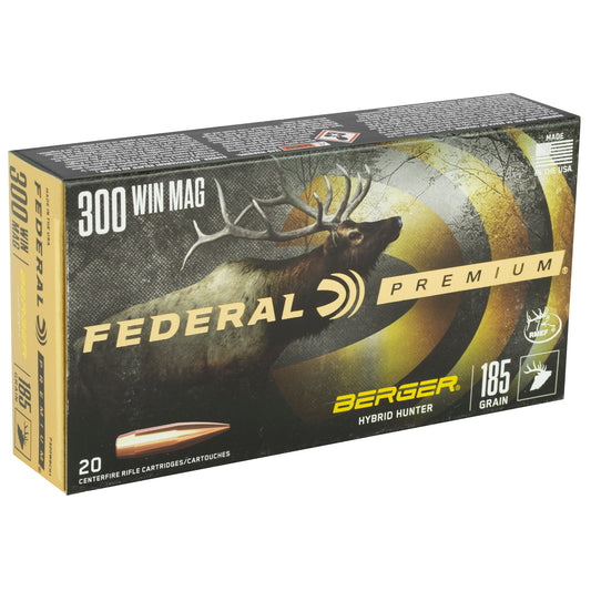 Federal Premium 300 Winchester Magnum Hybrid Hunter 185-Grain Boat-Tail Bullet * 20 Rounds per Box