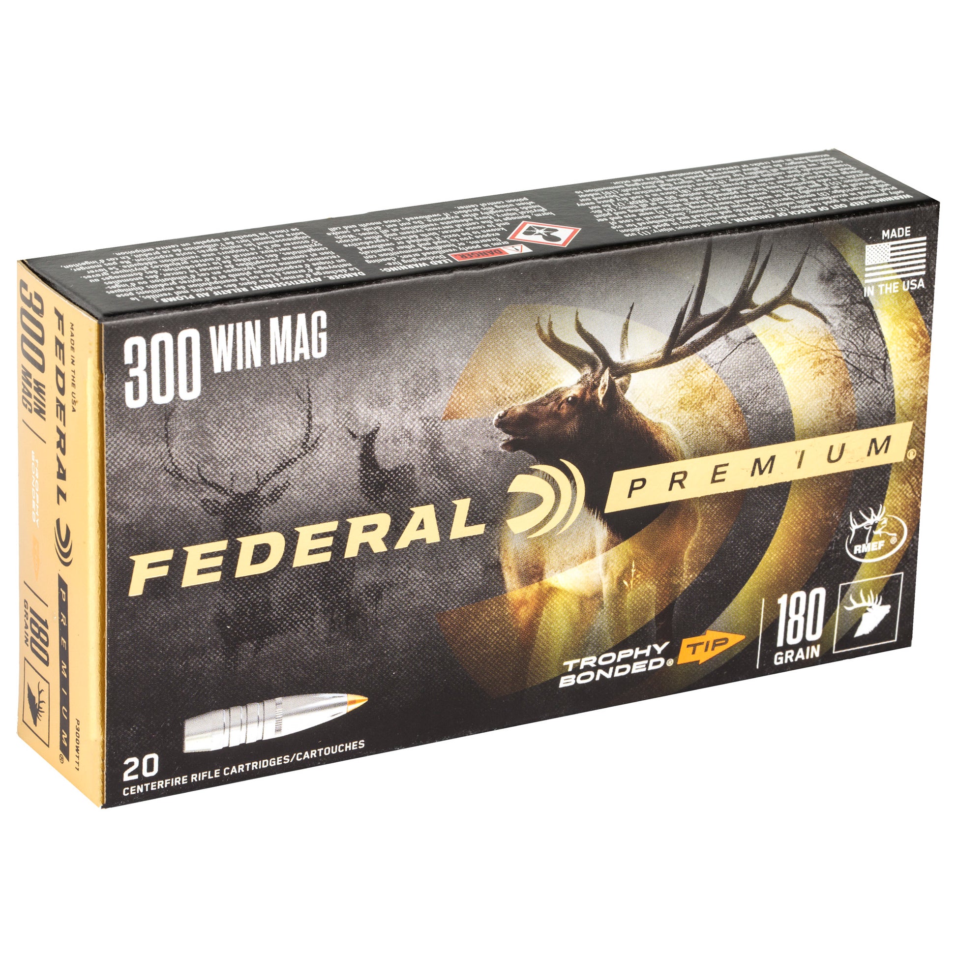 Federal Premium Trophy Bonded Tip .300 Winchester Magnum 180-Grain Bonded Hollow Point Ammunition (20 Rounds per Box)