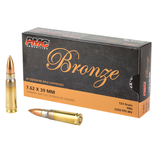 PMC Ammunition Bronze 7.62x39mm Full Metal Jacket - 123 Grain, 20 Rounds per Box