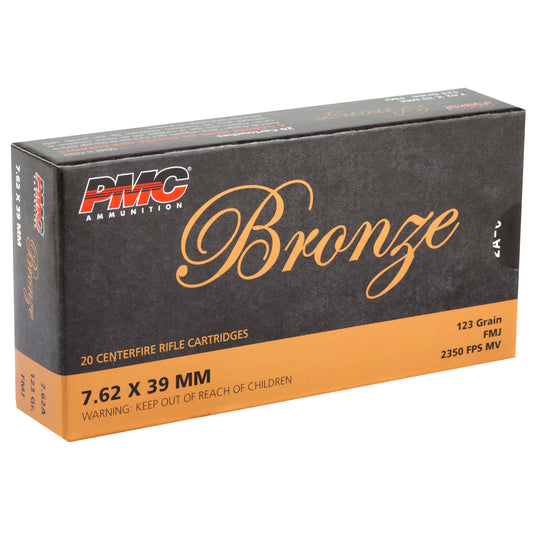 PMC Ammunition Bronze 7.62x39mm Full Metal Jacket - 123 Grain, 20 Rounds per Box