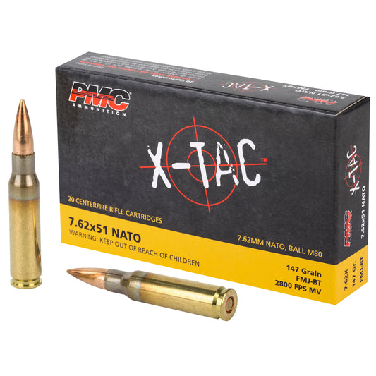 PMC Ammunition PMC XTAC 7.62 NATO 147-Grain Full Metal Jacket Ammo (20 Rounds / Box, 500 Rounds / Case)