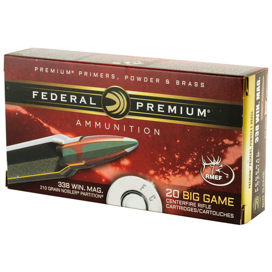 Federal Premium Nosler Partition 338 Winchester 210 Grain Rifle Ammunition - Reliable Deep Penetration and Mushrooming Expansion