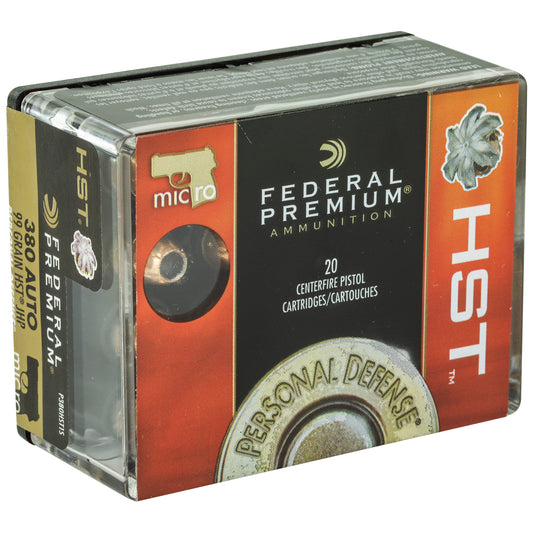 Federal Premium Defense Micro HST .380 ACP Hollow Point Ammunition - 99 Grain, 20 Rounds per Box