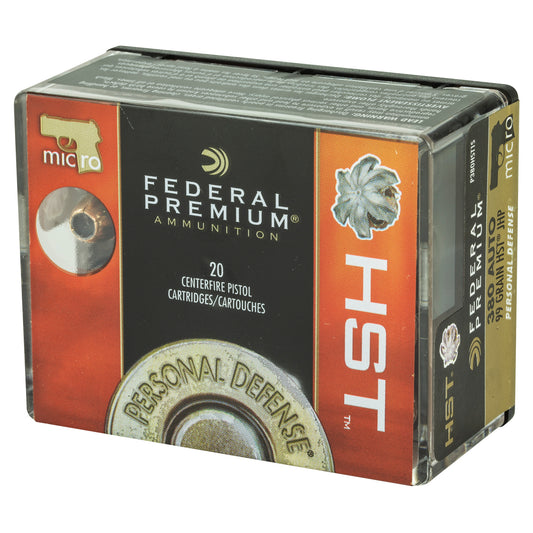 Federal Premium Defense Micro HST .380 ACP Hollow Point Ammunition - 99 Grain, 20 Rounds per Box