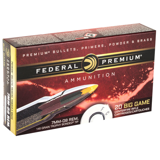 Federal Premium Trophy Bonded Tip 7mm-08 Remington 140 Grain Hollow Point Ammo * 20 Rounds Per Box