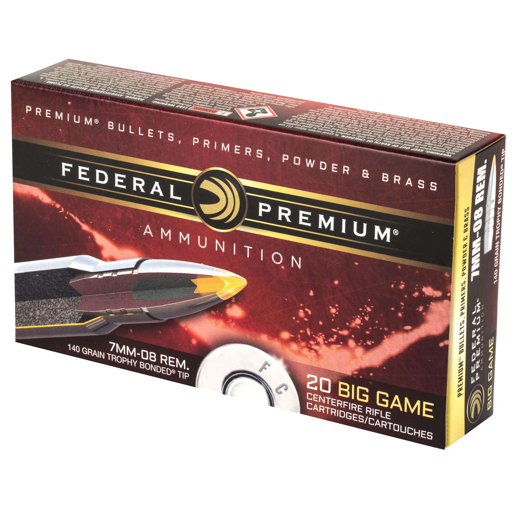 Federal Premium Trophy Bonded Tip 7mm-08 Remington 140 Grain Hollow Point Ammo * 20 Rounds Per Box