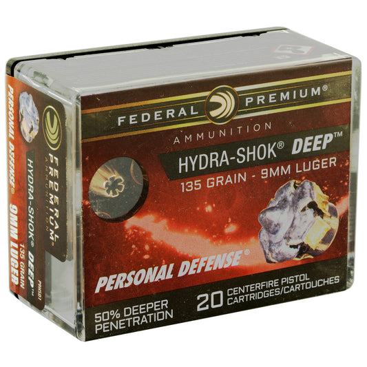 Federal Hydra-Shok Deep 9mm 135-Grain Hollow Point Ammunition (20 Rounds)