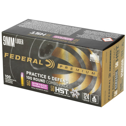 Federal Premium Defense and Practice 9mm Hollow Point Ammunition * 124 Grain * 100 Rounds Box