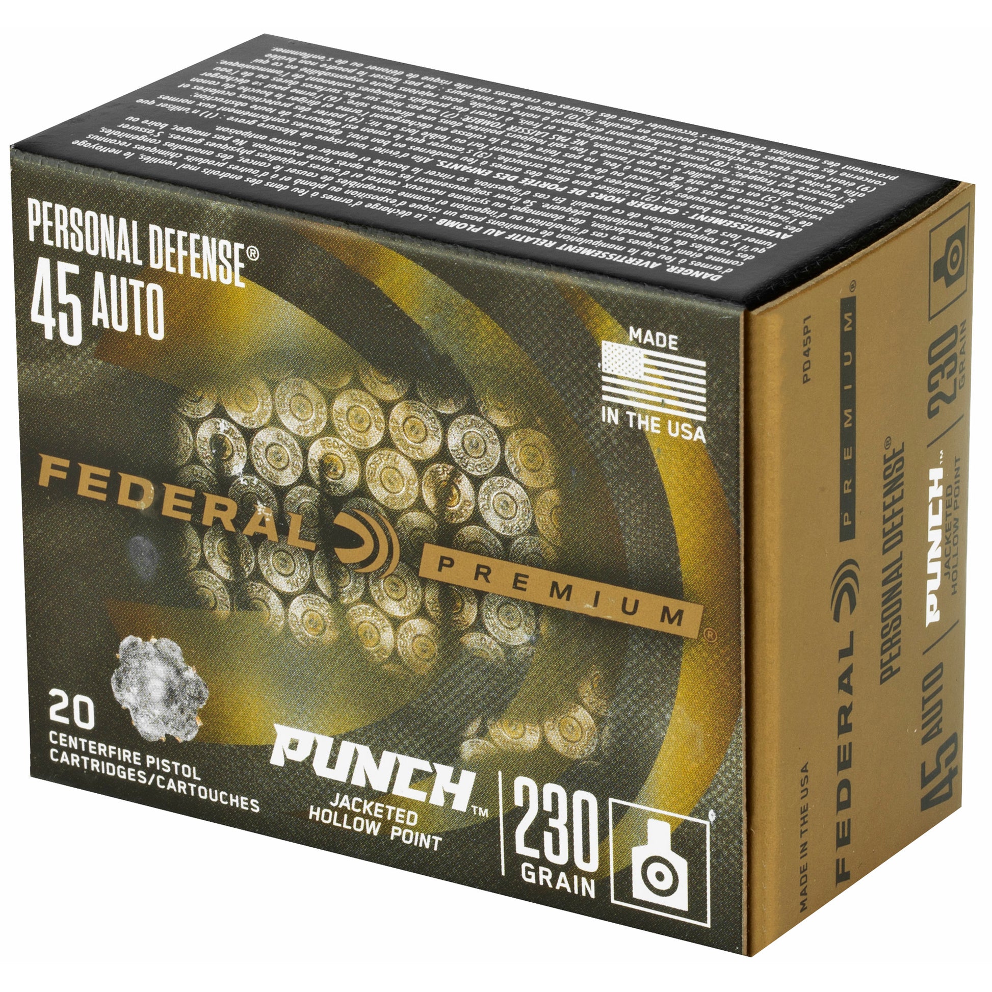 Federal Punch .45 ACP 230-Grain Hollow Point Ammunition - 20 Rounds