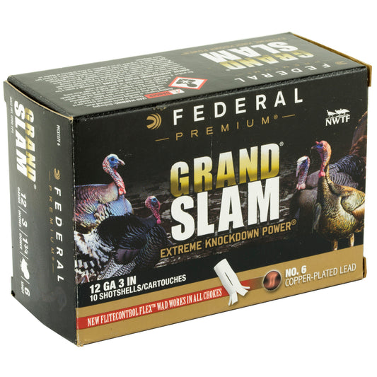 Federal Grand Slam 12 Gauge Shotshells * 1.75 oz #6 Buckshot for Turkey Hunting, 10 Rounds per Box
