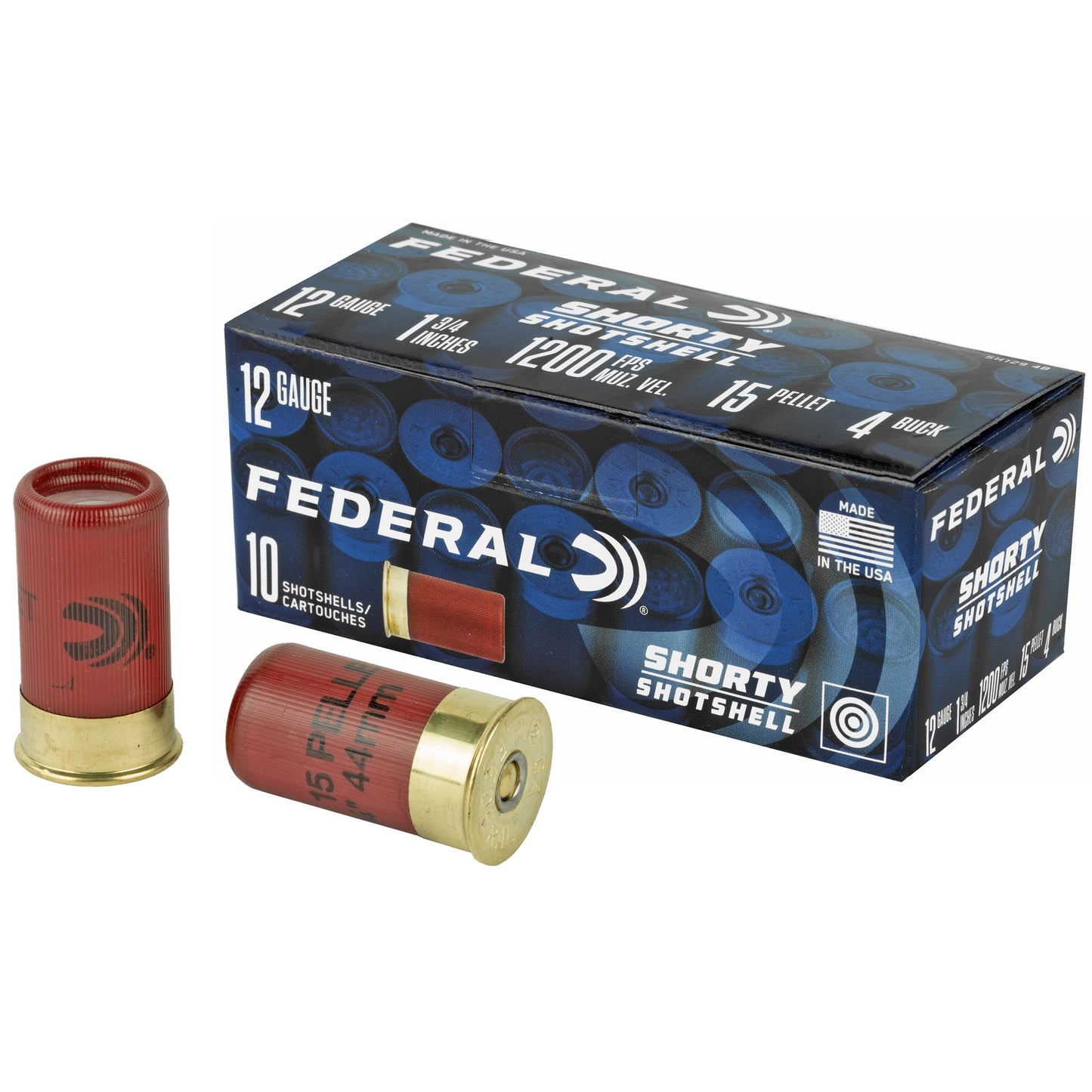 Federal Shorty Shotshell 12 Gauge Buckshot - 1.75 Inches, 8 Shot, 4 Buck, Rifled Slug Loads (Model: SH1294B)