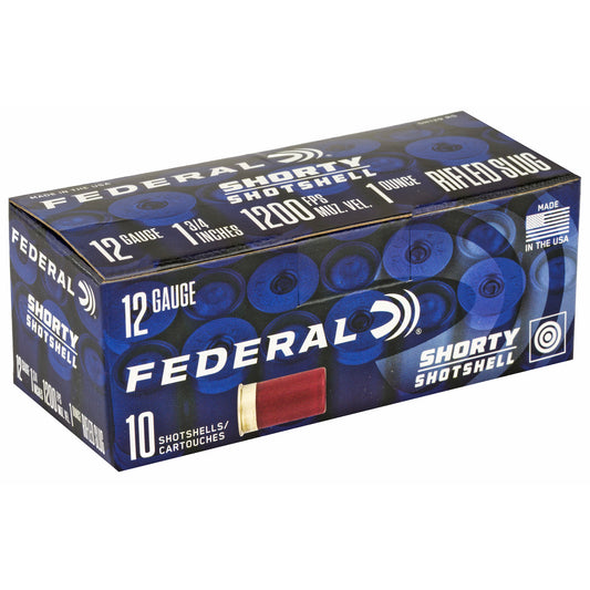 Federal Shorty Shotshell 12 Gauge Rifled Slug - 1.75 Inch, 10 Rounds per Box