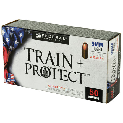 Federal Train & Protect 9mm 115 Grain VHP Ammo * Reliable Hollow Point for Range and Defense