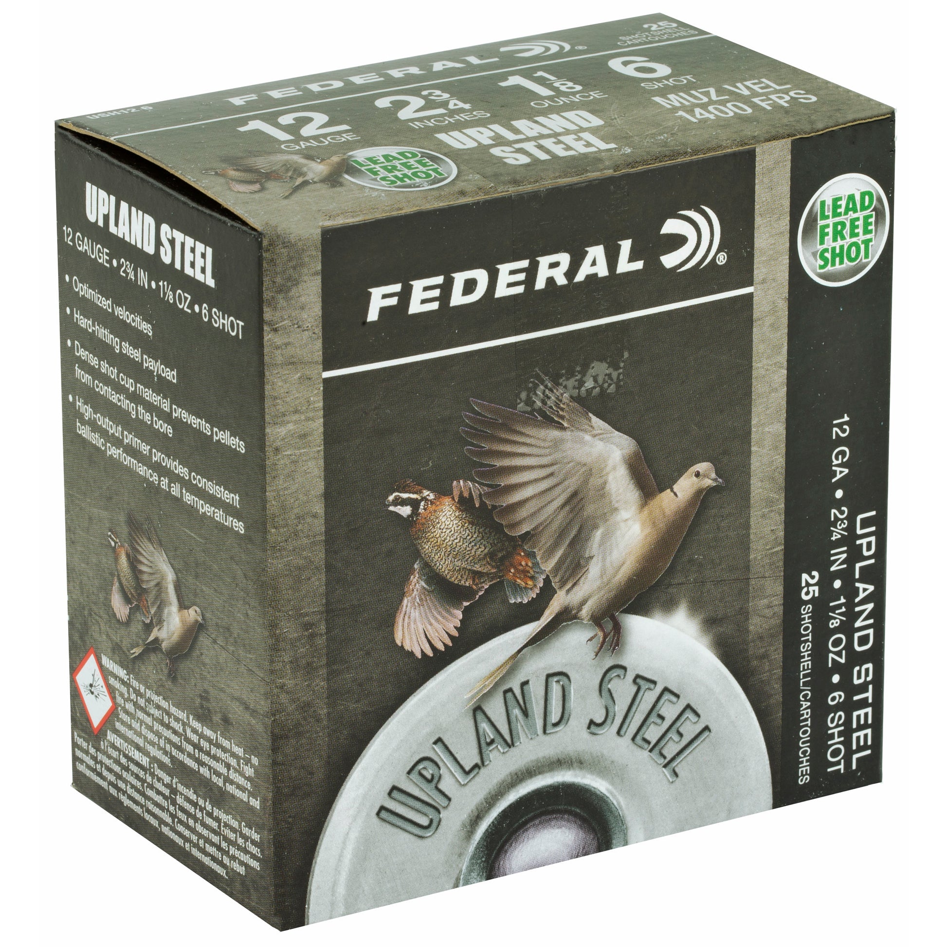 Federal Field & Range Steel 12 Gauge Shotshells * 1 1/8 oz #6 Steel Shot for Dove and Upland Game