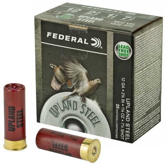 Federal Upland Steel 12 Gauge Shotshells * 1 1/8 oz, #7.5 Steel Shot, 25 Rounds per Box