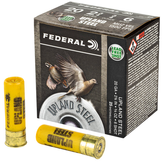 Federal Upland Steel 20 Gauge Shotshells * 7/8 oz #6 Steel Shot, 25/Box