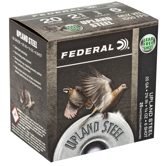 Federal Upland Steel 20 Gauge Shotshells * 7/8 oz #6 Steel Shot, 25/Box
