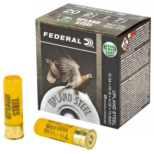 Federal Upland Steel 20 Gauge Shotshells * 7/8 oz #7.5 Steel Shot for Light Upland Game
