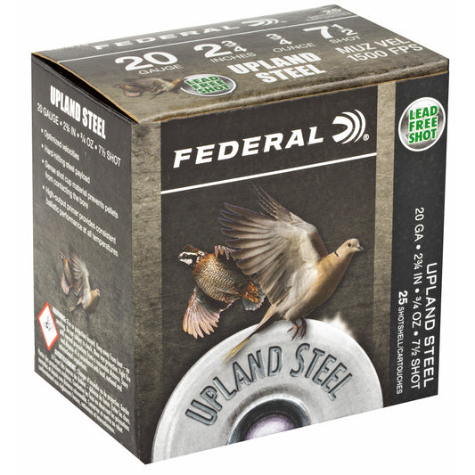 Federal Upland Steel 20 Gauge Shotshells * 7/8 oz #7.5 Steel Shot for Light Upland Game