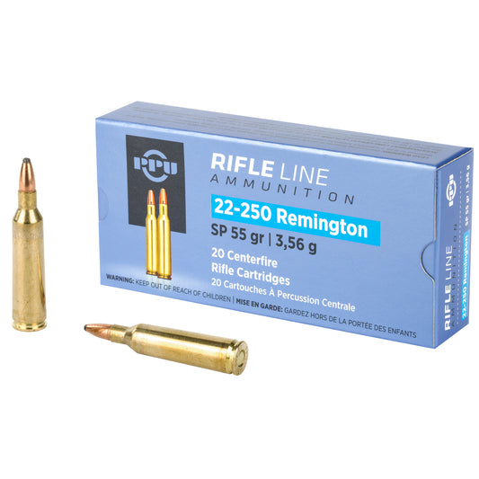 Prvi Partizan PPU 22-250 Remington Soft Point Rifle Ammunition * 55 Grain, 20 Rounds per Box