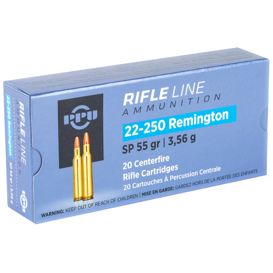 Prvi Partizan PPU 22-250 Remington Soft Point Rifle Ammunition * 55 Grain, 20 Rounds per Box