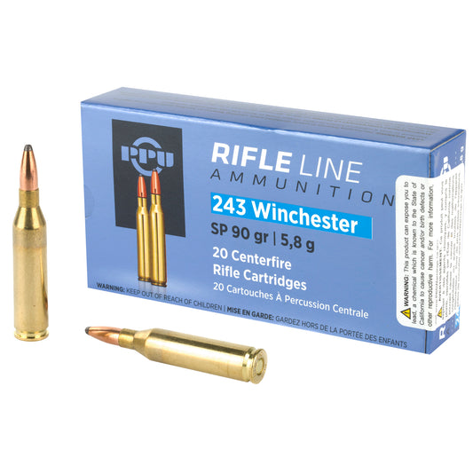 Prvi Partizan PPU 243 Winchester Soft Point Rifle Ammunition - 90 Grain, 20 Rounds Per Box