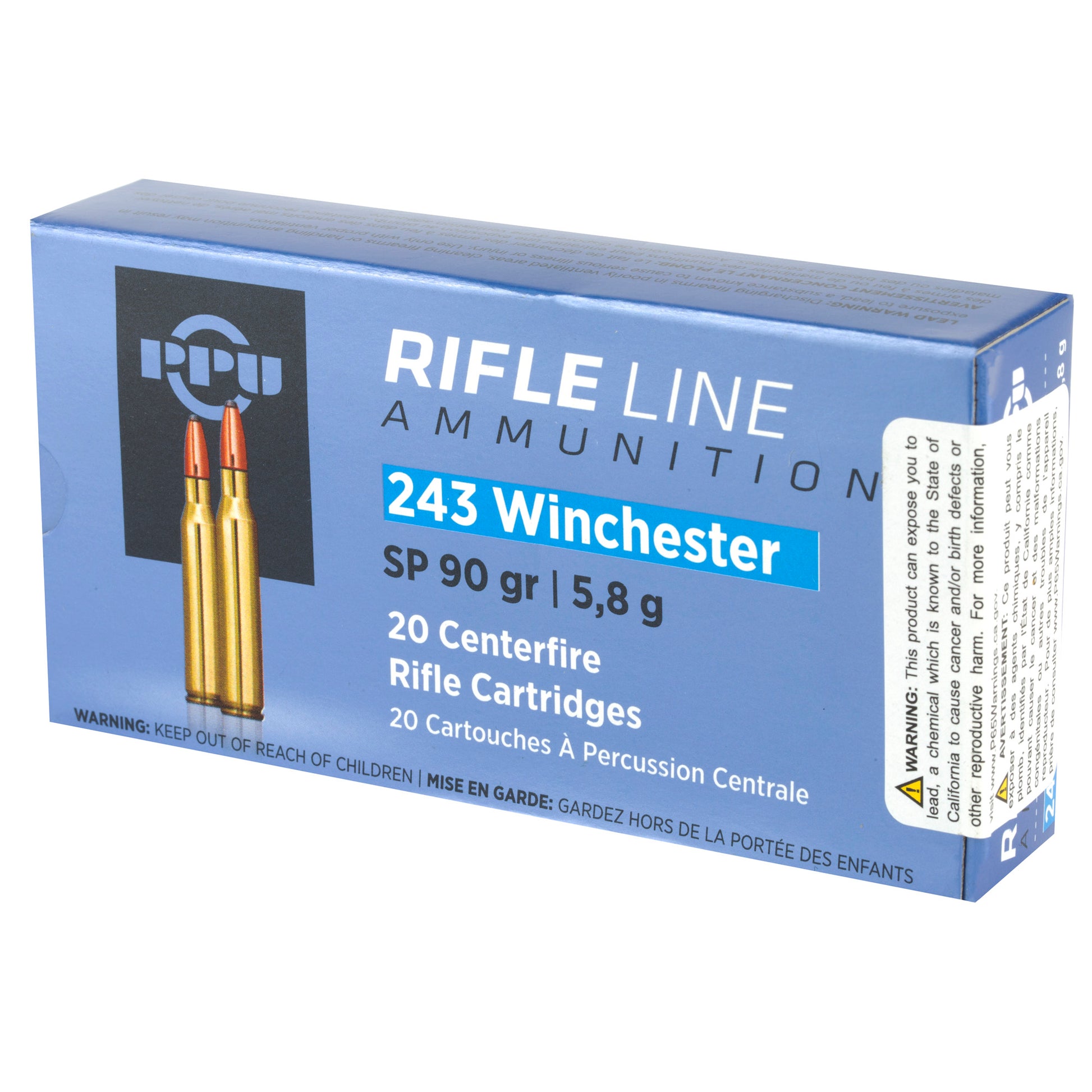 Prvi Partizan PPU 243 Winchester Soft Point Rifle Ammunition - 90 Grain, 20 Rounds Per Box