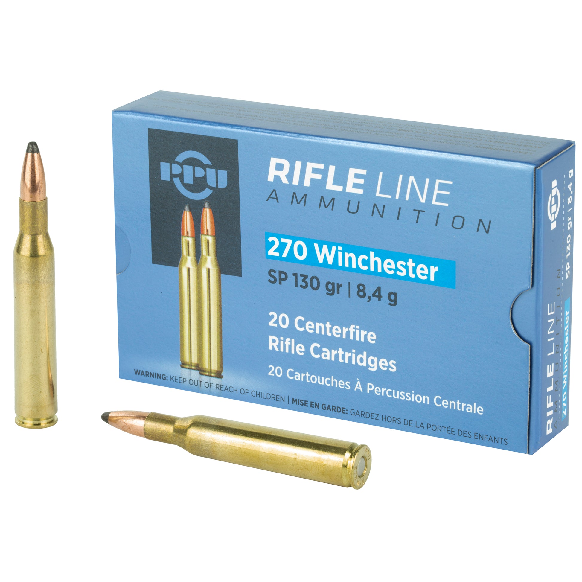 Prvi Partizan PPU 270 Winchester Soft Point Rifle Ammunition - 130 Grain, 20 Rounds Per Box