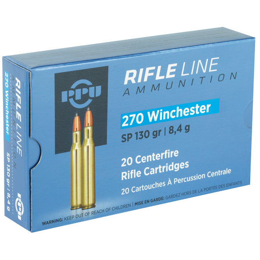 Prvi Partizan PPU 270 Winchester Soft Point Rifle Ammunition - 130 Grain, 20 Rounds Per Box