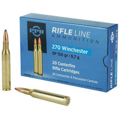 Prvi Partizan PPU 270 Winchester Soft Point Rifle Ammunition, 150 Grain * Reliable Big Game Hunting Cartridge
