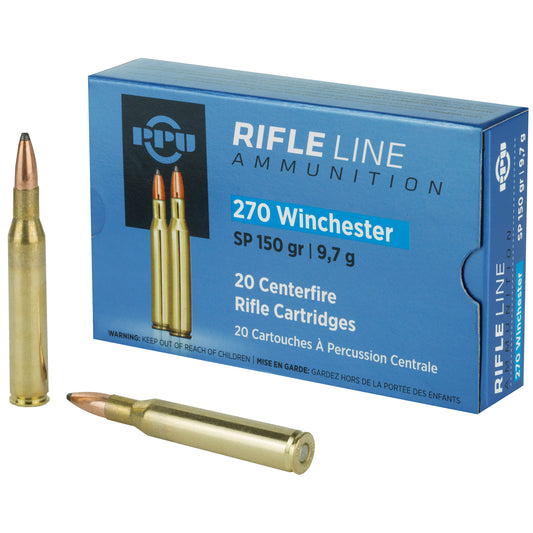 Prvi Partizan PPU 270 Winchester Soft Point Rifle Ammunition, 150 Grain * Reliable Big Game Hunting Cartridge