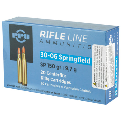Prvi Partizan PPU 30-06 Springfield 150 Grain Soft Point Rifle Ammunition, 20 Rounds per Box