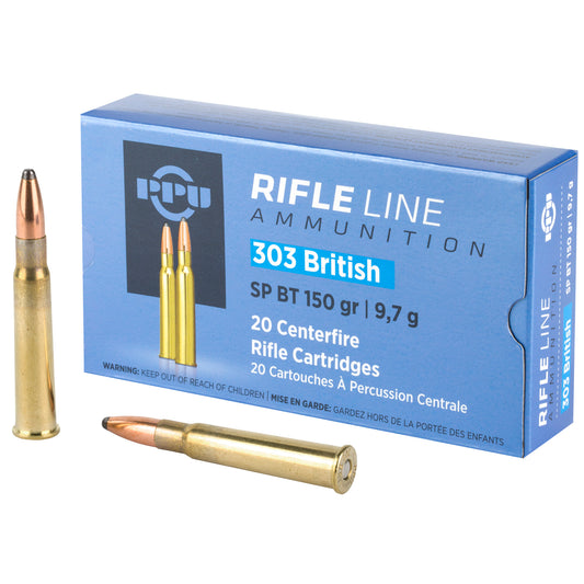 Prvi Partizan PPU 303 British Soft Point Rifle Ammunition - 150 Grain, 20 Rounds Per Box