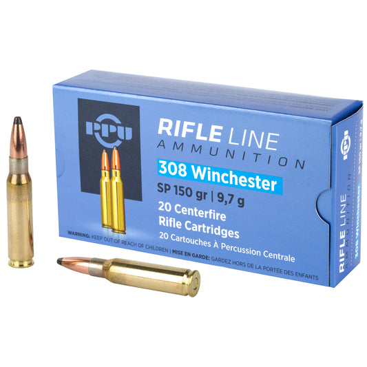 Prvi Partizan PPU 308 Winchester Soft Point Rifle Ammunition - 150 Grain, 20 Rounds per Box